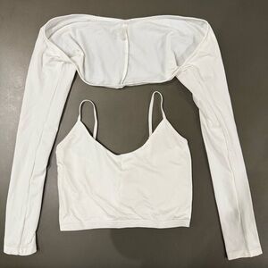 ANWND White Bralette Cropped Tank Top with Mini Jacket Sleeves - Size M/L